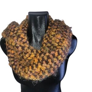 Vintage Passigatti Italian Made Brown And Orange Chunky Knit Scarf
